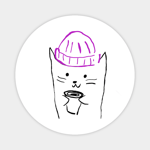 Cat In The Purple Hat Magnet by rail_rz